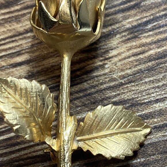 Vintage Giovanni Rose Brooch Pin Gold-Tone - Picture 3 of 8